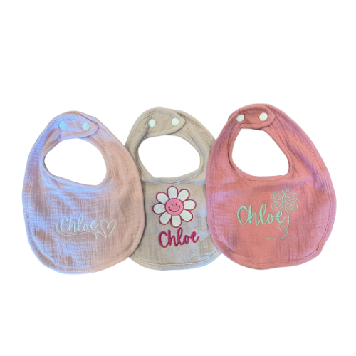 Custom Embroidered Baby Bibs - 3 Pack